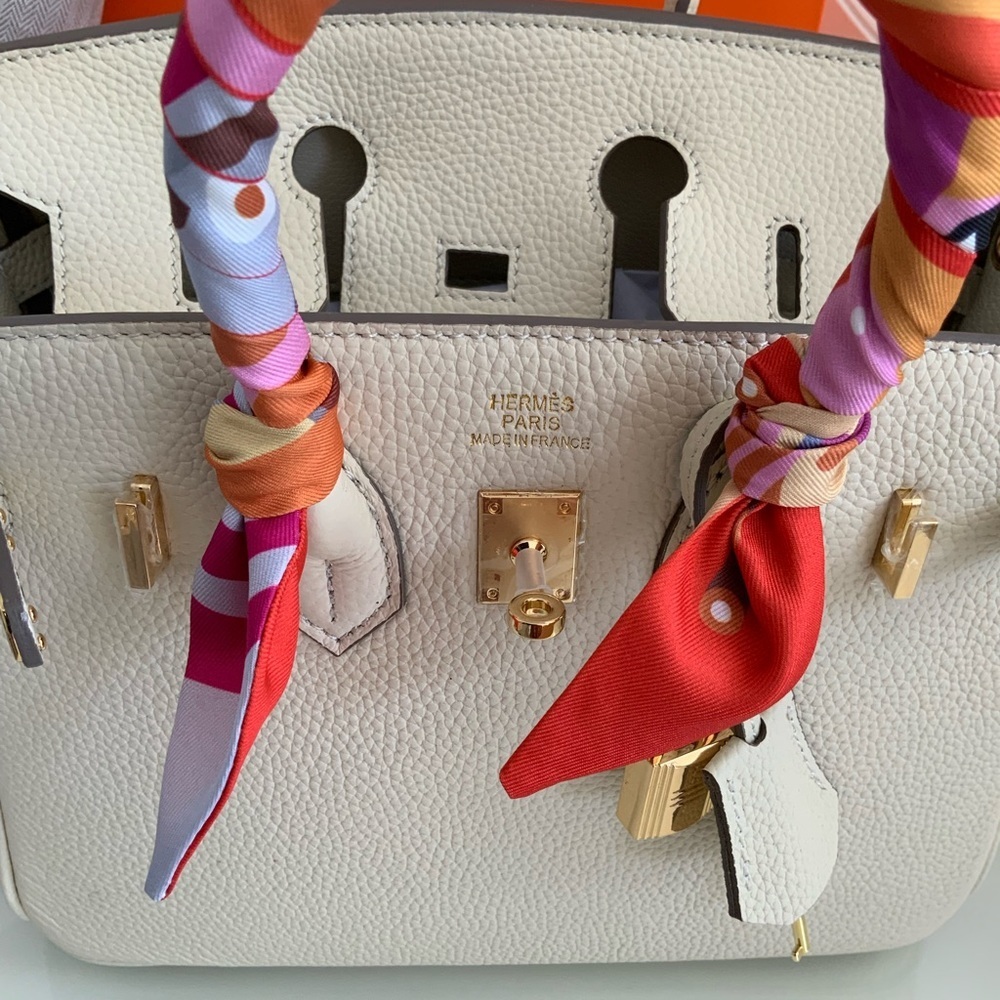 Cream Pebbled Leather Inspired 25 Birkin - Picture 8 of 12